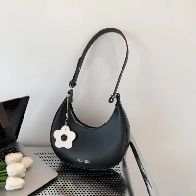 Half-Moon Flower Pendant Shoulder Bag